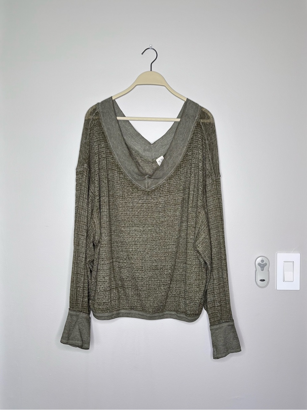 Free People We The Free South Side Thermal Olive Green Lightweight V-Neck Top